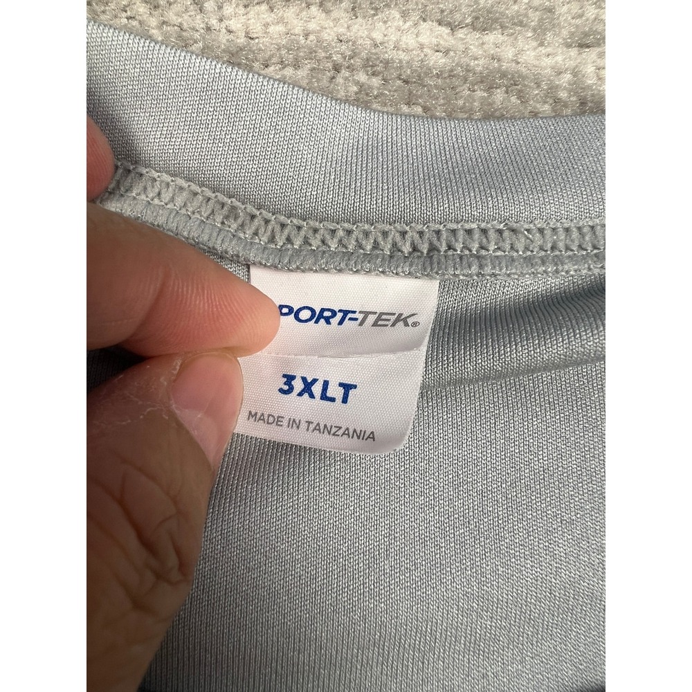 Port-Tek T-Shirt Mens 3XLT Gray Performance Long Sleeve Crew Neck Tall Fit Solid - Picture 4 of 9
